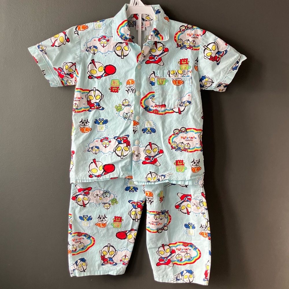 1974 Hanuman vs 7 Ultraman Kids Pajamas 4-6y Japanese Superhero Sompote Sands